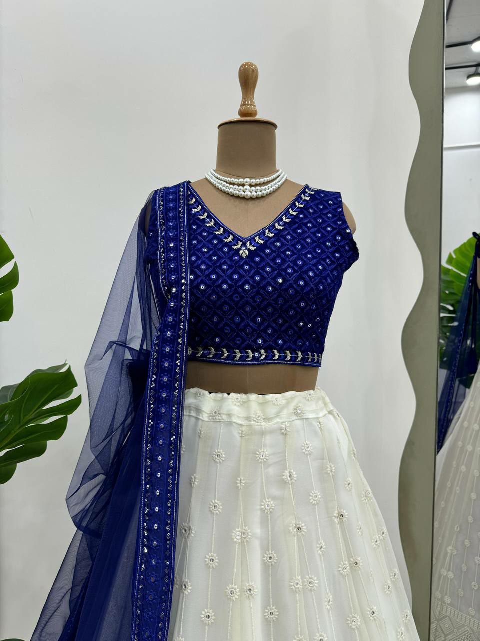 Beautiful Faux Georgette Lehenga with 9mm Sequins and Thread Work