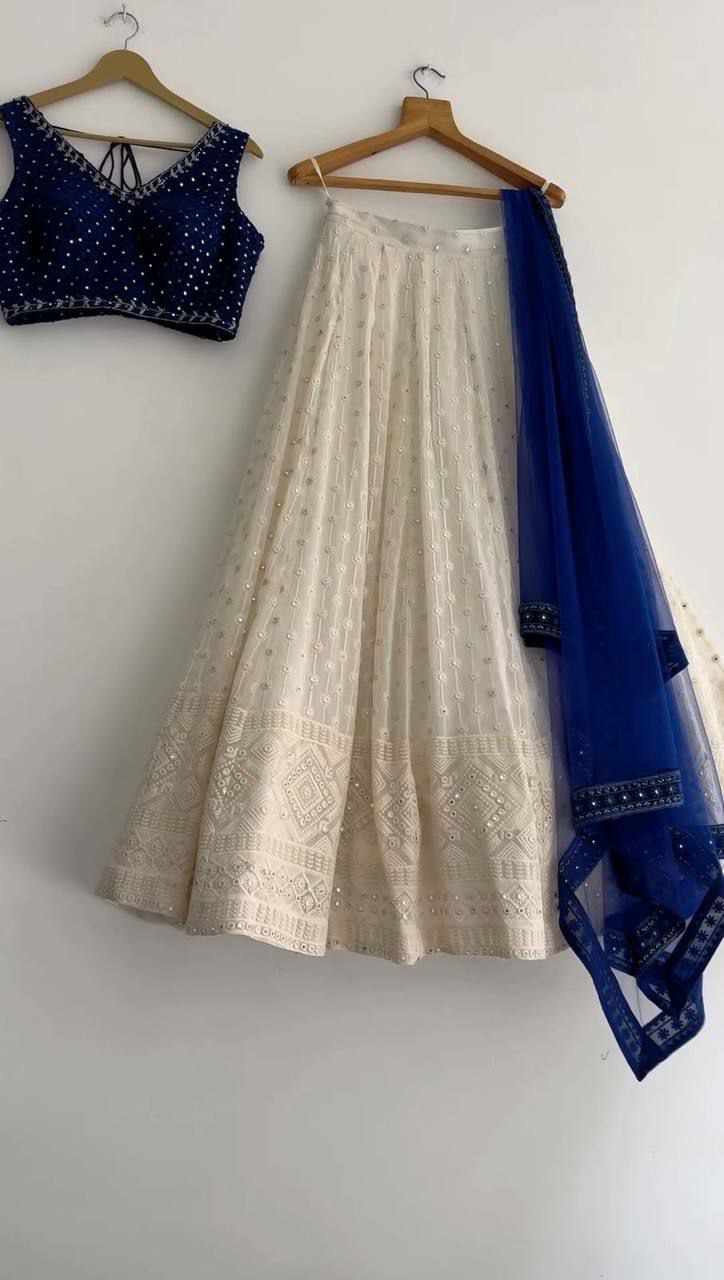 Beautiful Faux Georgette Lehenga with 9mm Sequins and Thread Work