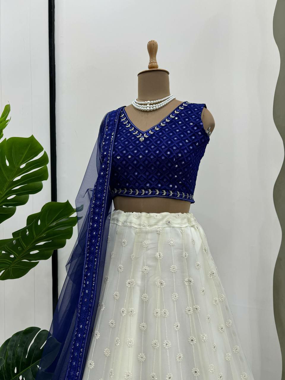 Beautiful Faux Georgette Lehenga with 9mm Sequins and Thread Work