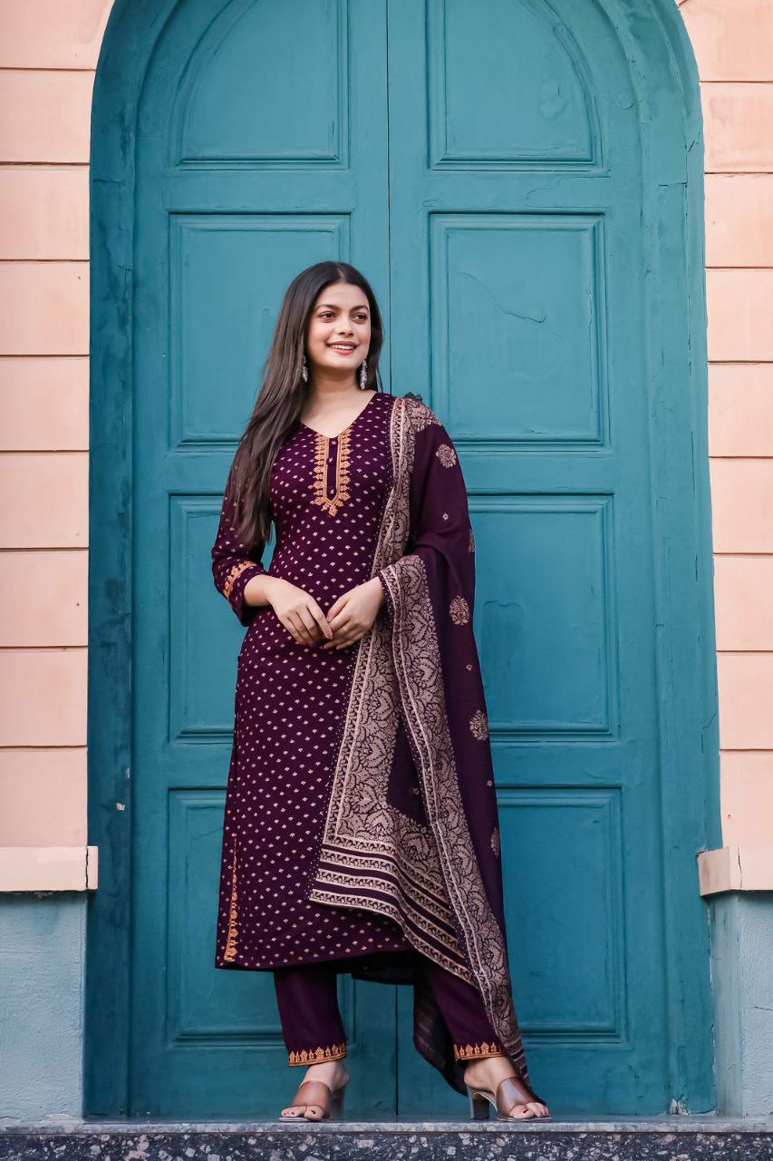 Best Quality Rayon Suit Set with Rich Colors and Designs