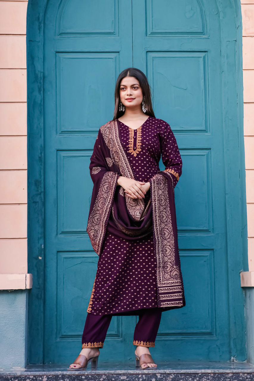 Best Quality Rayon Suit Set with Rich Colors and Designs