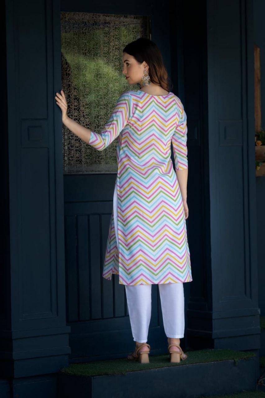 Beautiful Pure Cotton Slub Kurti with Digital Print – Available in Sizes S to XXL – Ideal for Both Casual and Formal Wear