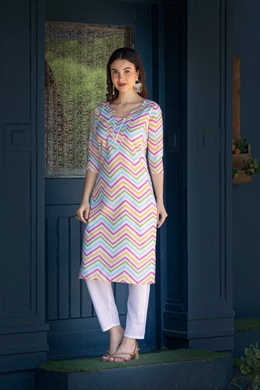 Beautiful Pure Cotton Slub Kurti with Digital Print – Available in Sizes S to XXL – Ideal for Both Casual and Formal Wear